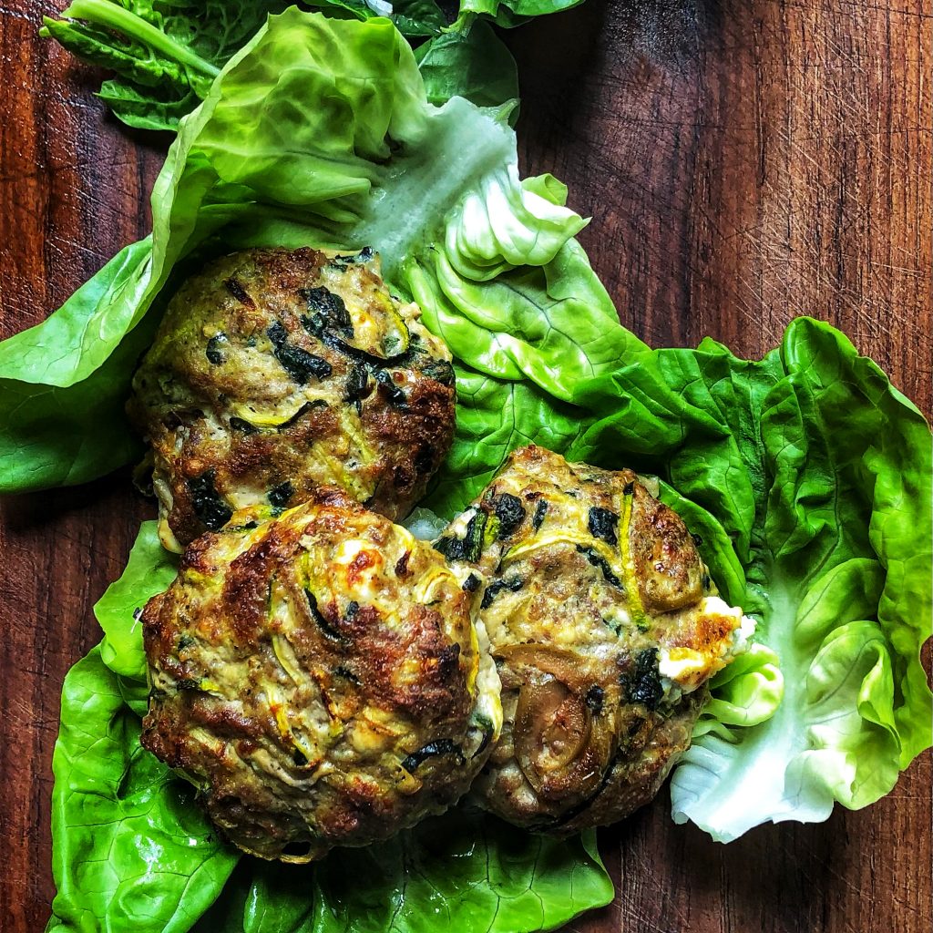 Turkey, spinach, courgette, olive and feta burgers | Therapeutic Kitchen