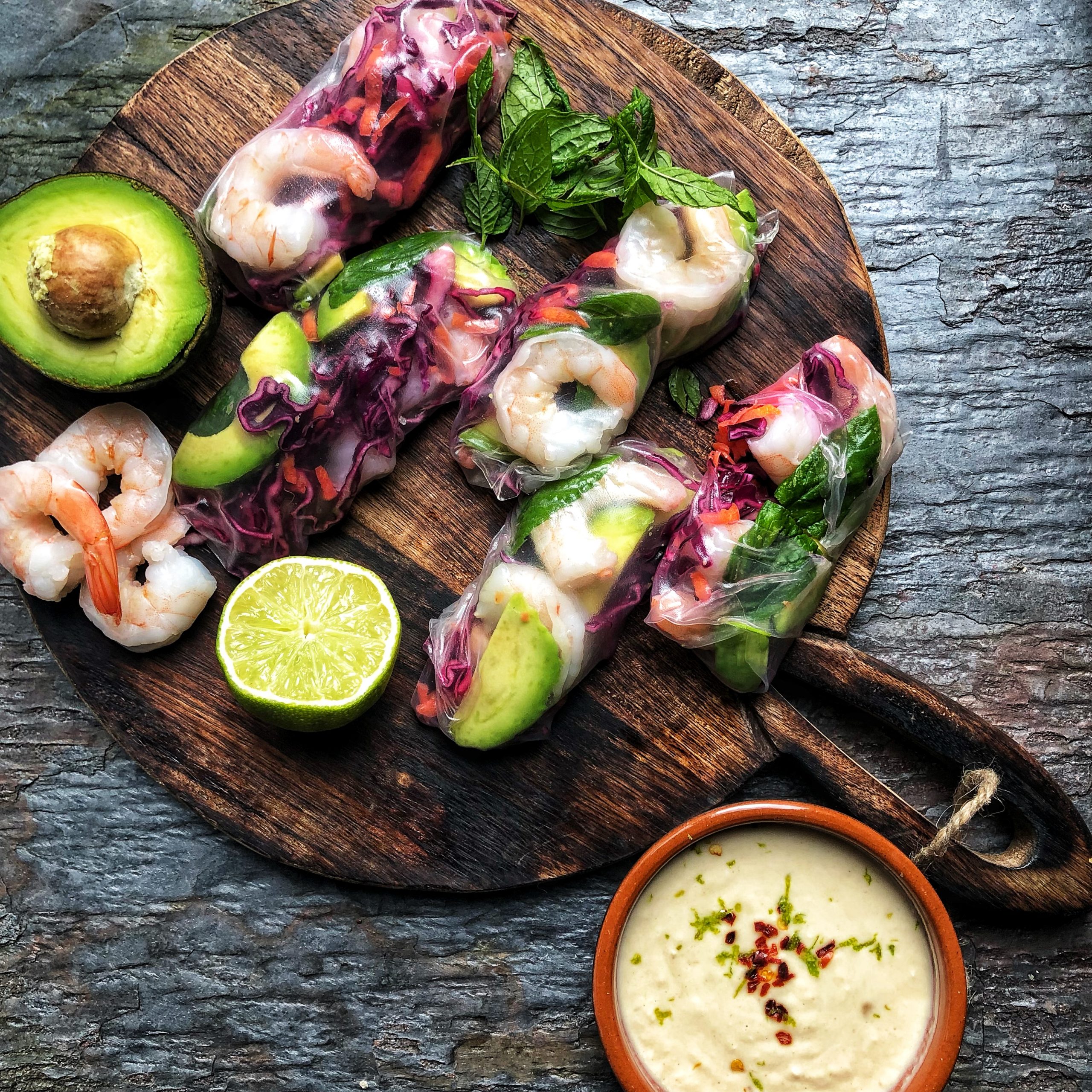 Prawn, cabbage and avocado summer rolls | Therapeutic Kitchen